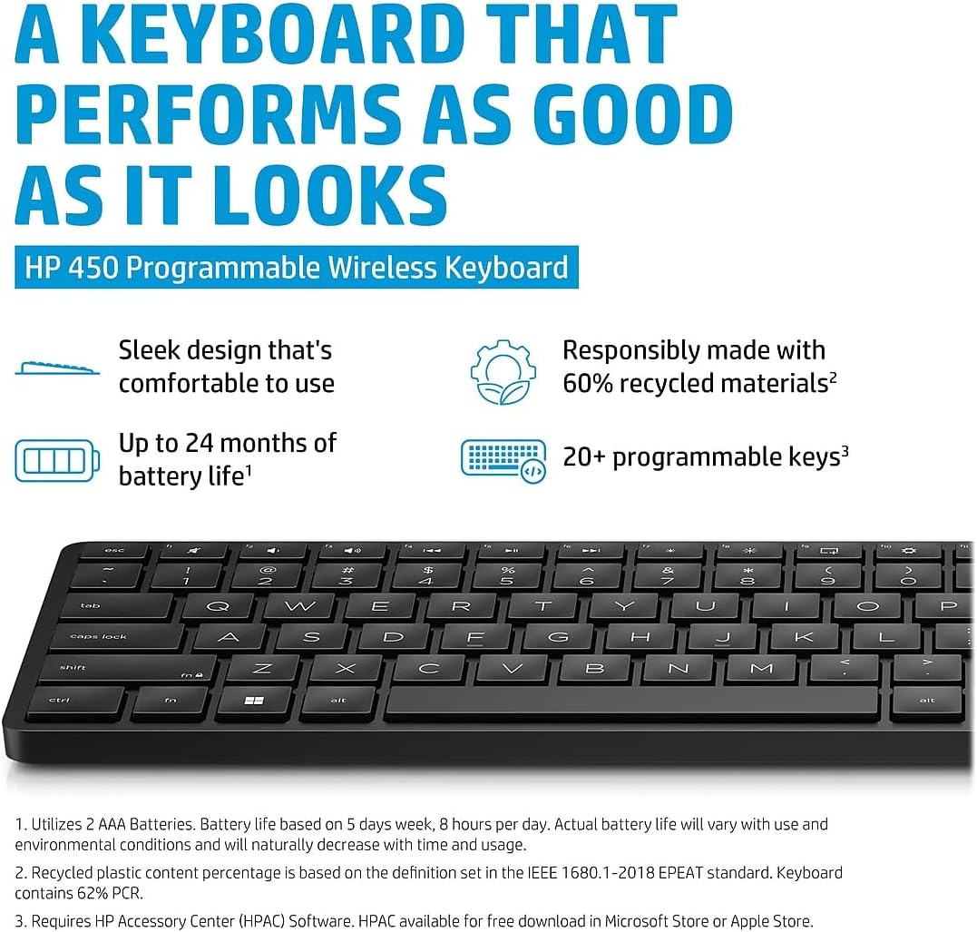 HP 4R184AA#ABL Programmable Wireless Keyboard Black Ergonomic