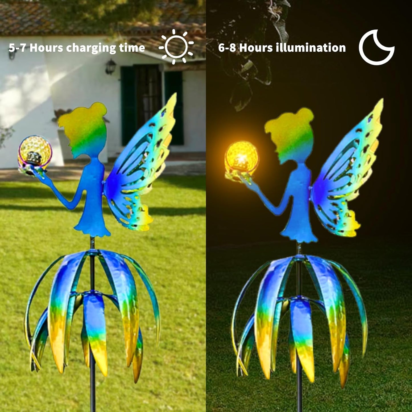 AOC FZ0000R 55'' Fairy Wind Spinner Solar LED Blue