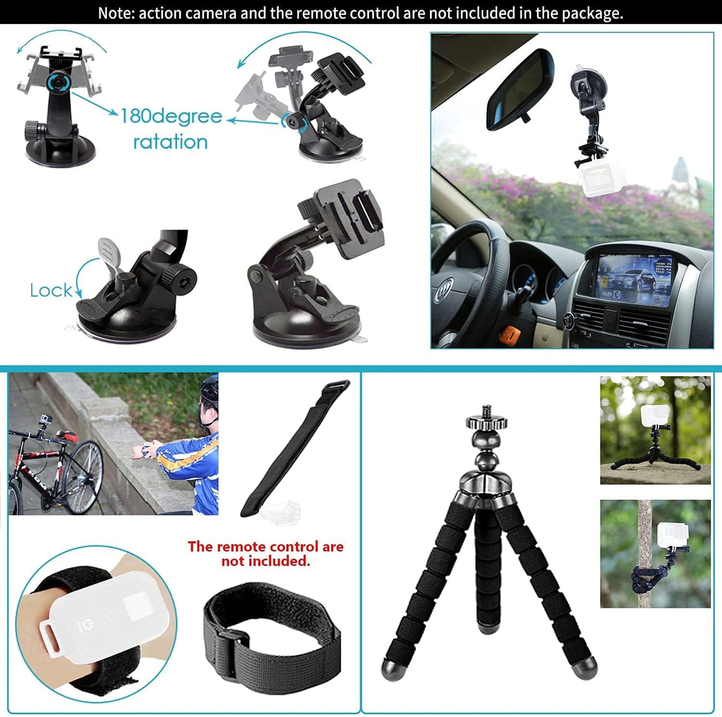 Neewer 50-in-1 Action Camera Accessory Kit with Suction Mount
