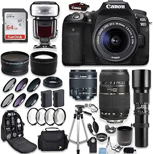 Canon 90D DSLR Camera 18-55mm Lens Bundle Telephoto