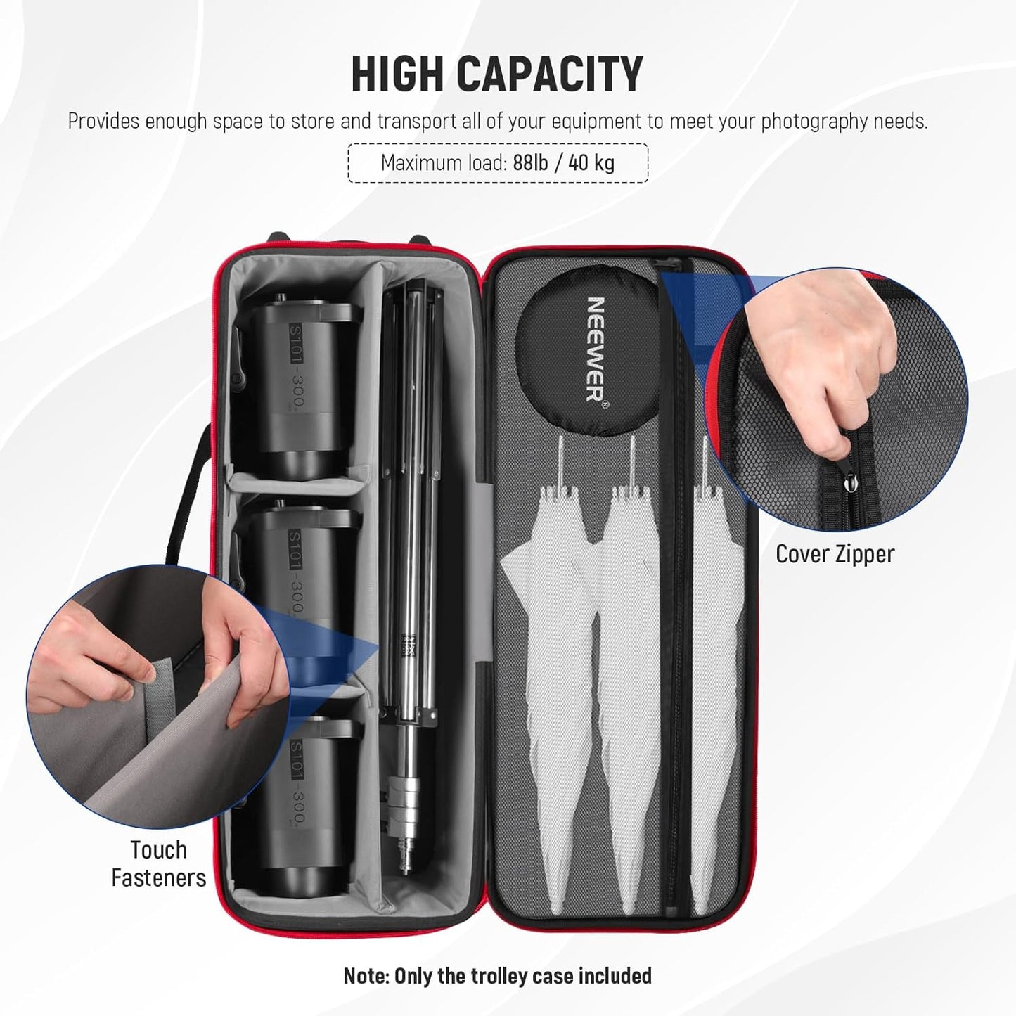 Neewer Trolley Case Photo Studio Equipment Bag - Rolling Tripod Case