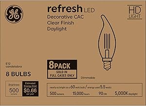 GE 93129923 Refresh 60W Daylight Decorative LED Bulbs — main product image