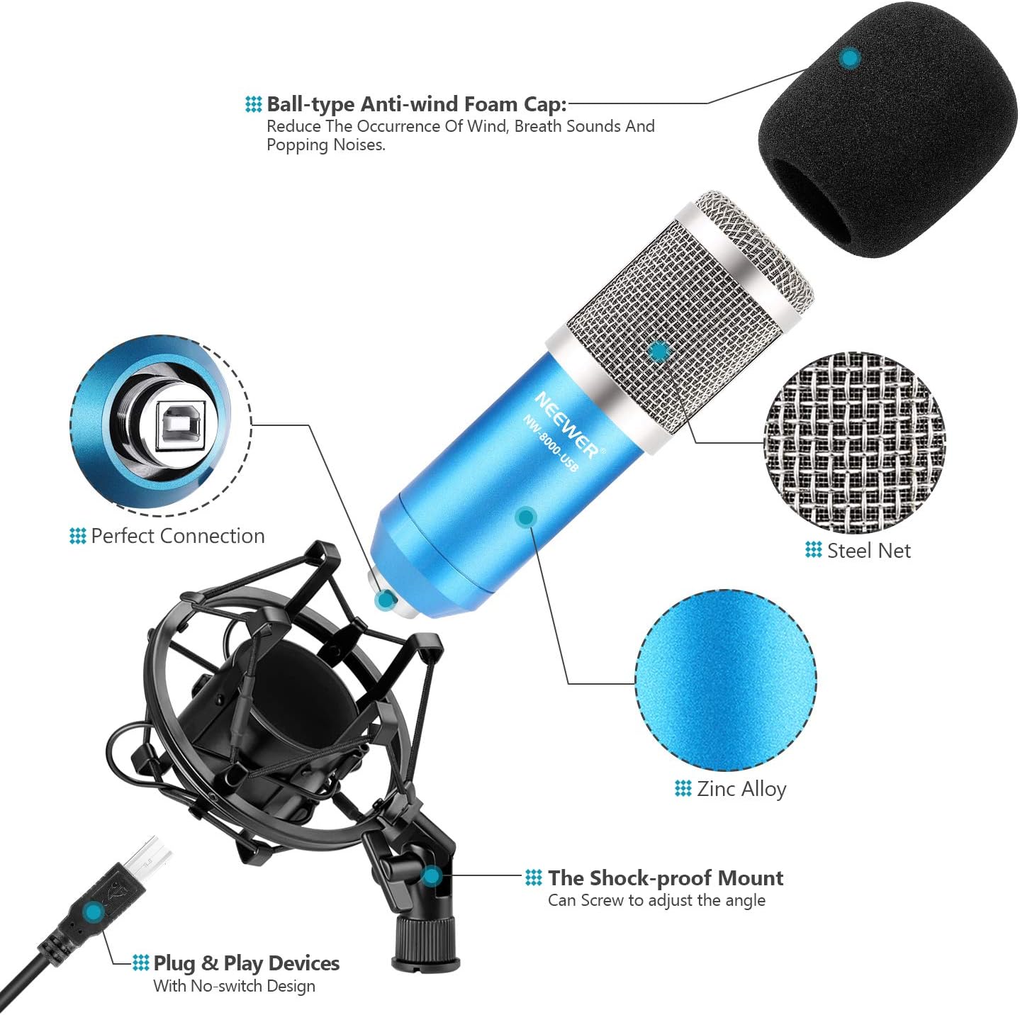 Neewer 40096612 USB Condenser Microphone Kit