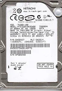 Hitachi HTS722010K9SA00 100GB SATA 2.5 Hard Drive — main product image