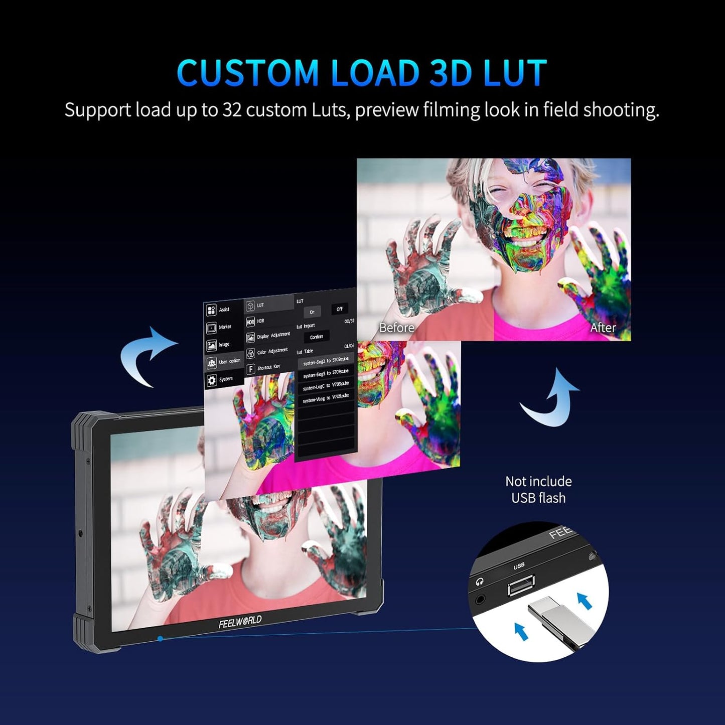 FEELWORLD T10 Camera Field Monitor Touchscreen 3D LUT
