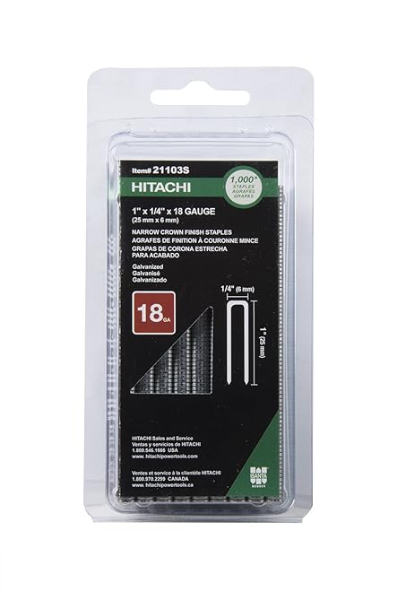 Hitachi 11103S 18GA Narrow Crown Staples 1000-Pack — main product image