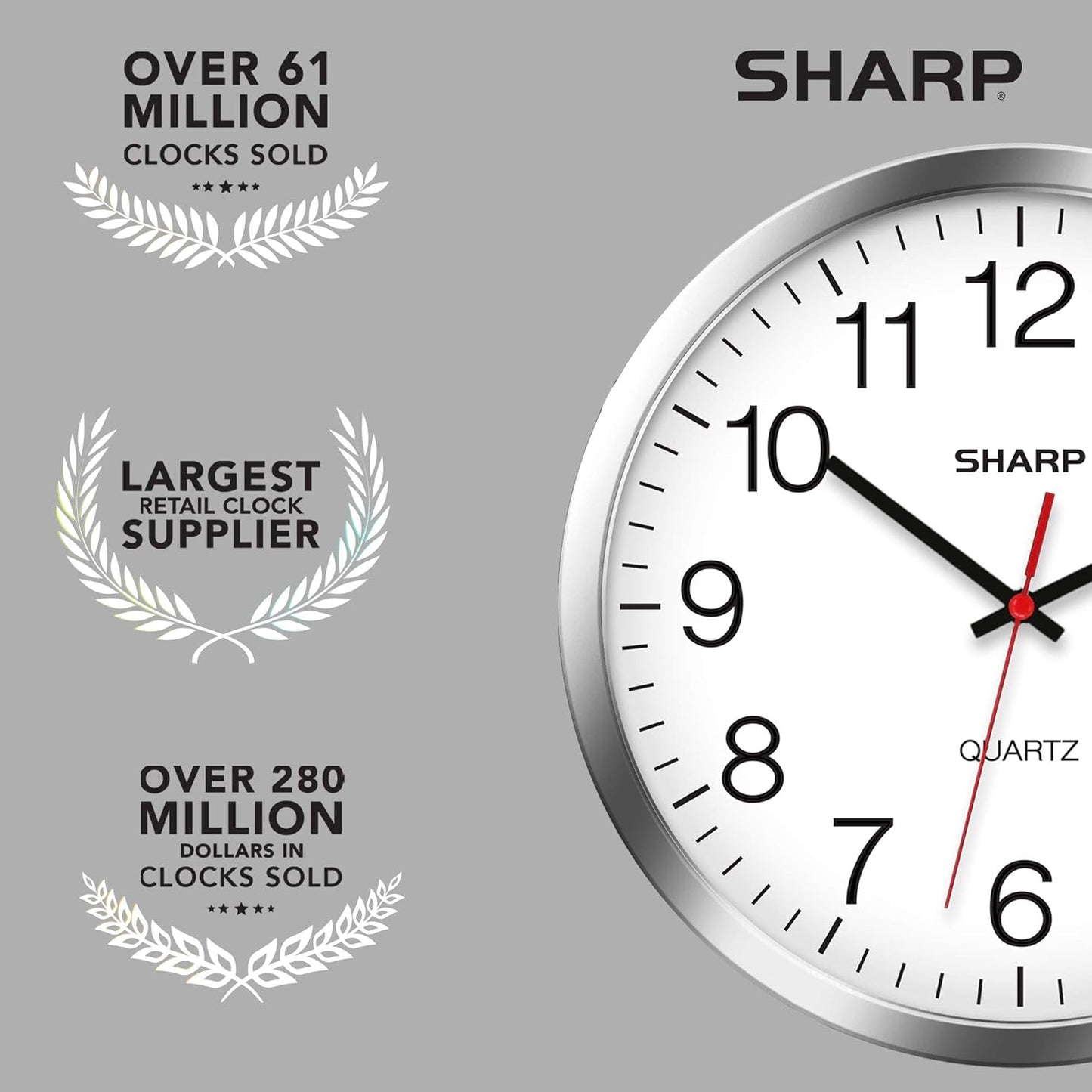 Sharp 12 Inch Silent Quartz Wall Clock