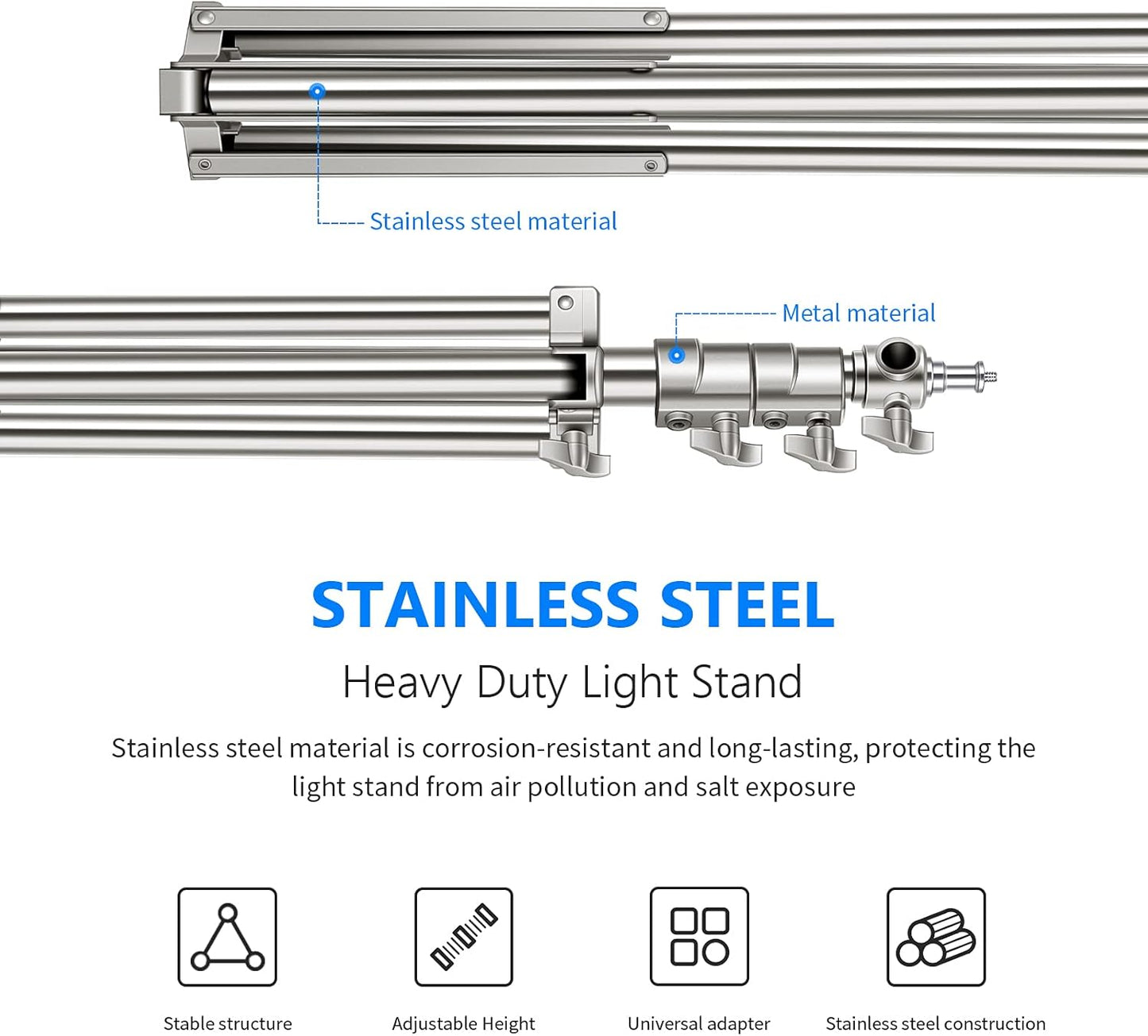 Neewer 10090544 79" Stainless Steel Photography Light Stand