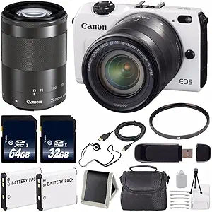 Canon EOSM2 WHITE 18-55 B28 Digital Camera Bundle