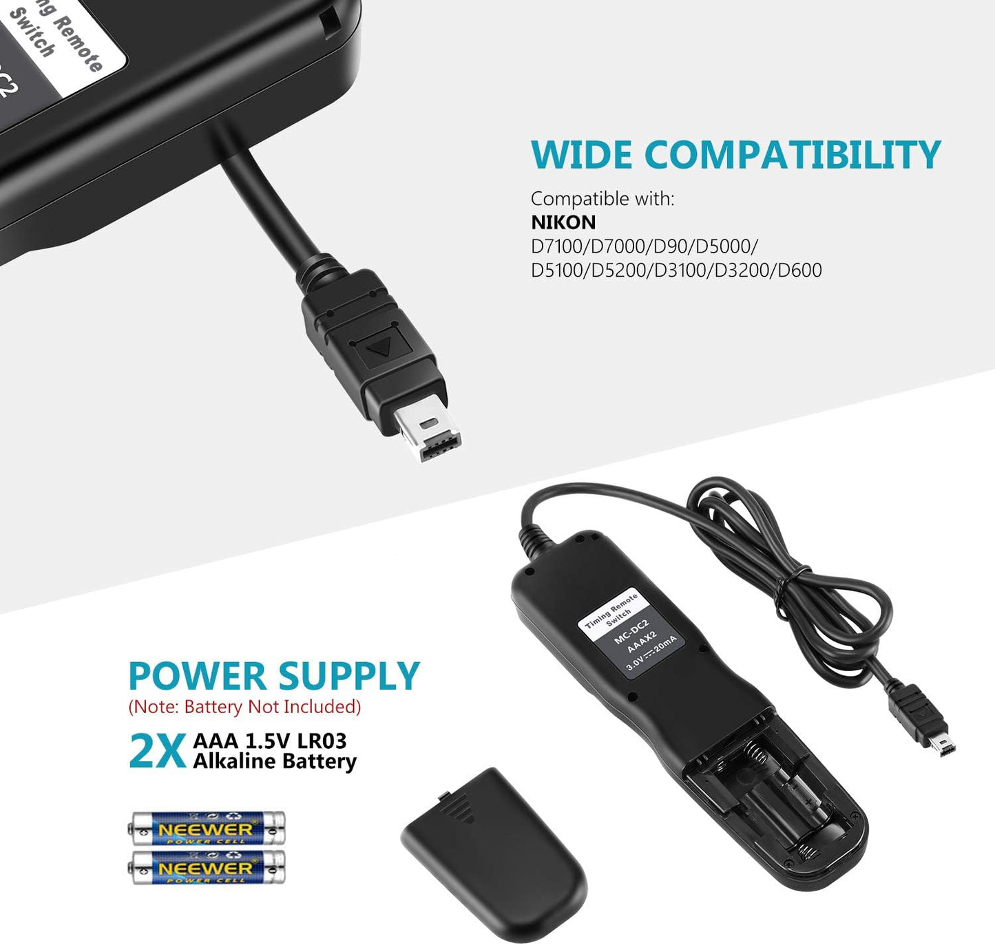 Neewer 10000349 Timer Remote Shutter Release for Nikon