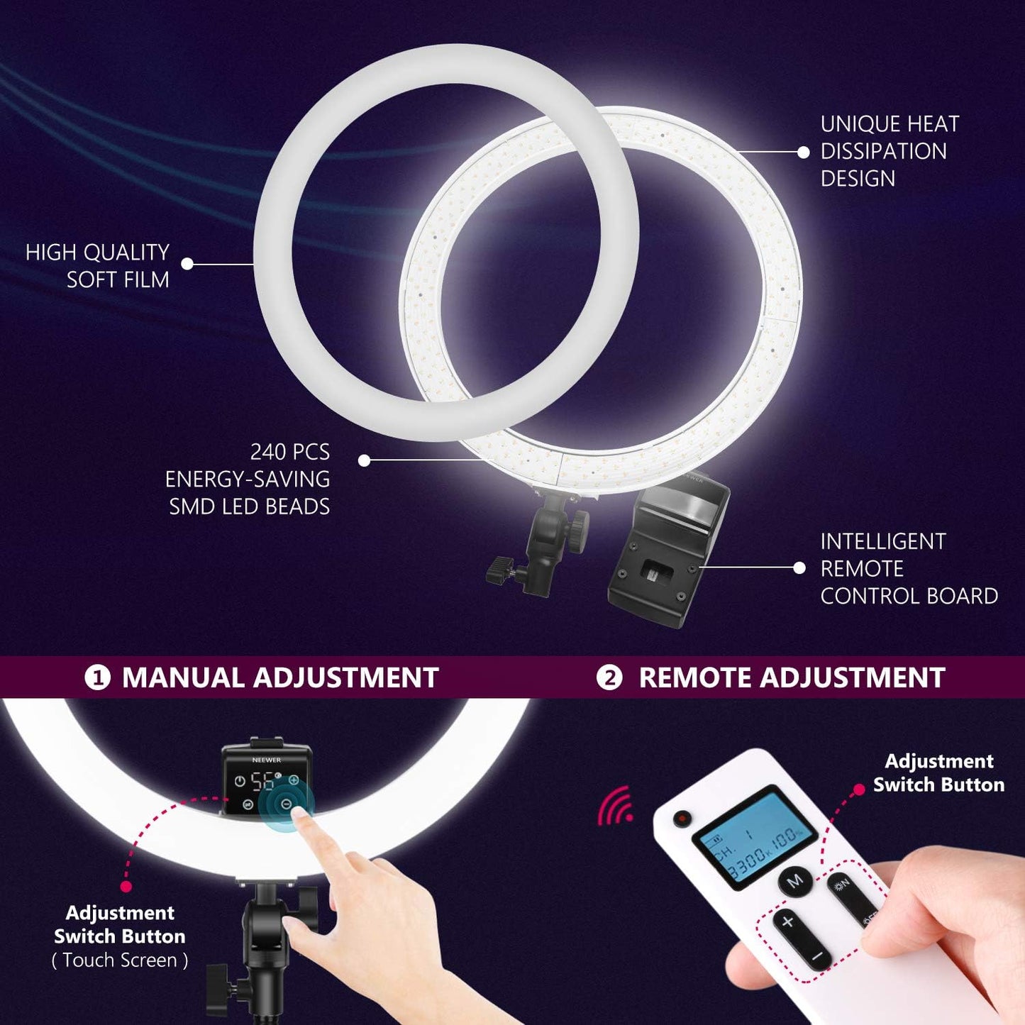 Neewer 10095062 16-inch LED Ring Light Stand Kit