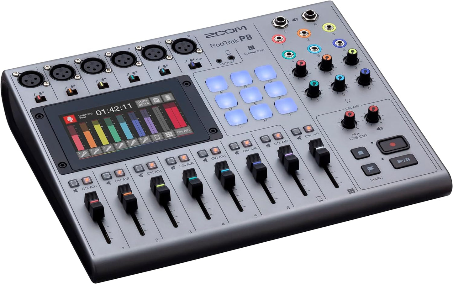 Zoom P8 PodTrak 8-Channel Podcast Production Mixer Recorder