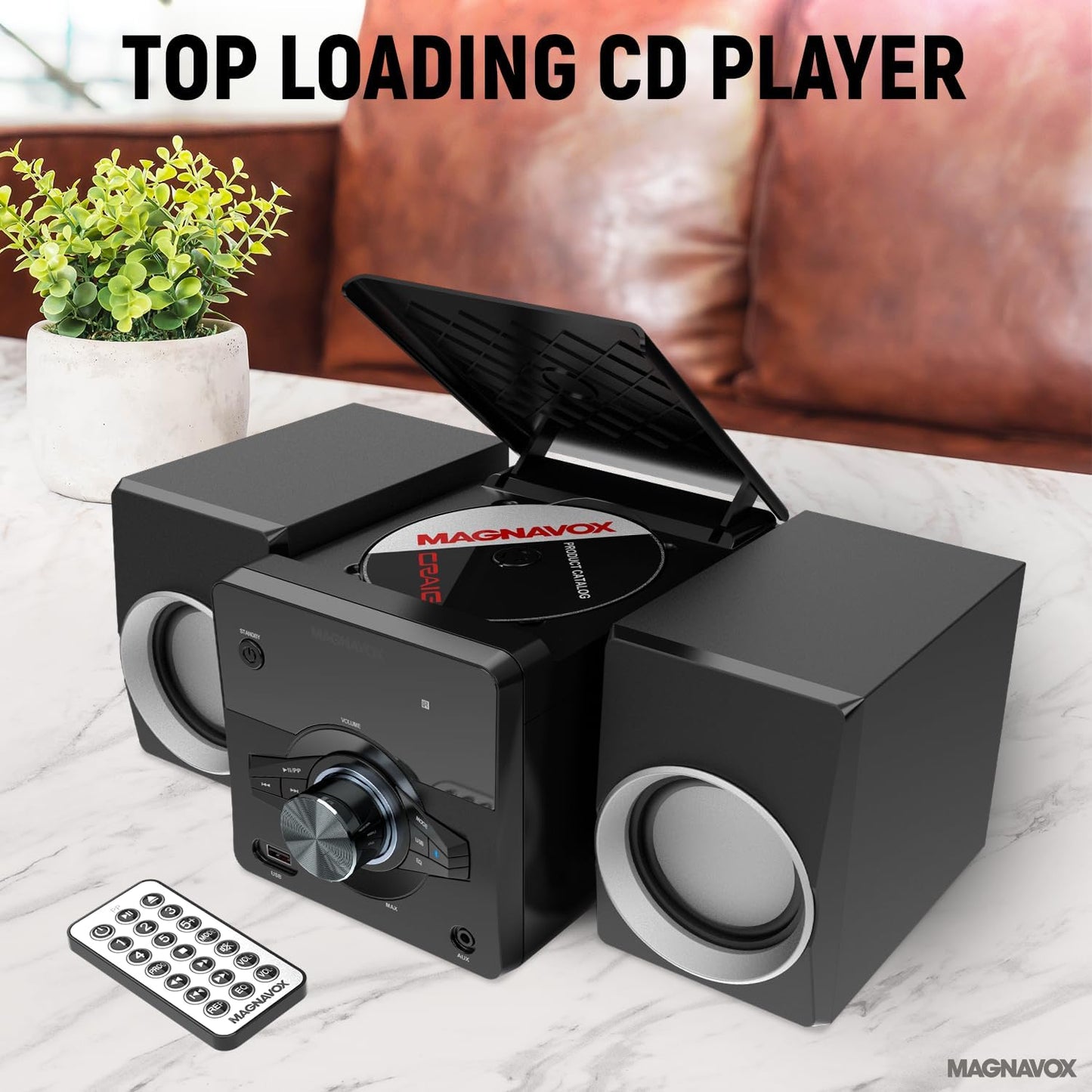 Magnavox MM442 3-Piece CD Shelf System Bluetooth Black