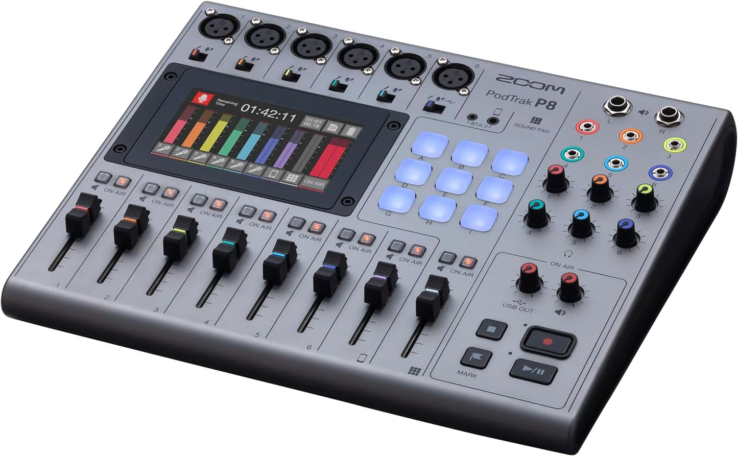 Zoom P8 PodTrak 8-Channel Podcast Production Mixer Recorder