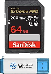 SanDisk 64GB Extreme Pro SD Card for Canon EOS Bundle