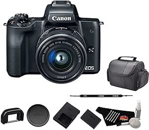 Canon 2680C011 EOS M50 Mirrorless Camera 15-45mm 4K Bundle