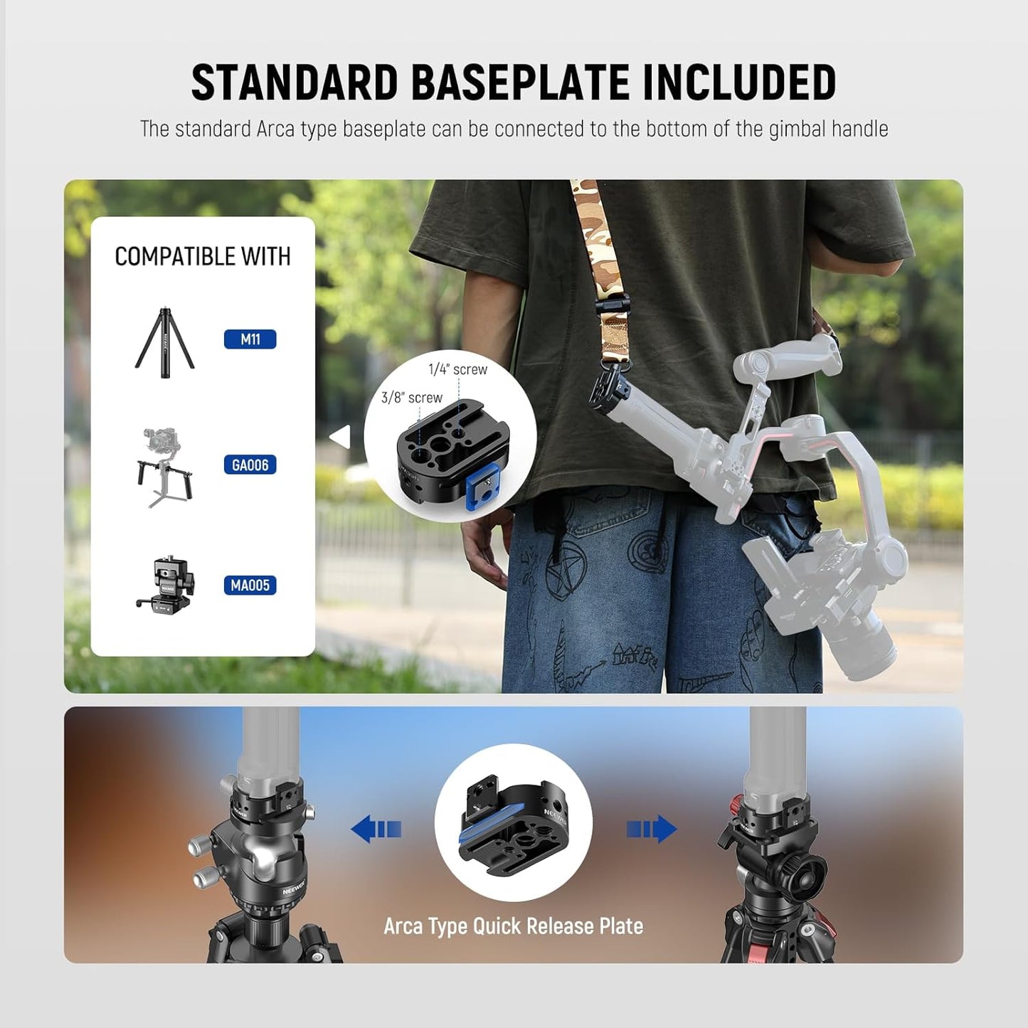 Neewer GA018 RS4/RS3 Gimbal Shoulder Strap - Camouflage, Padded, Adjustable