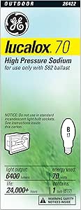 GE 26422 HID Lucalox70 High Pressure Sodium Bulb