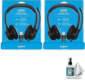 Logitech 981-000014 USB Headset H390 Noise Cancelling Microphone Bundle