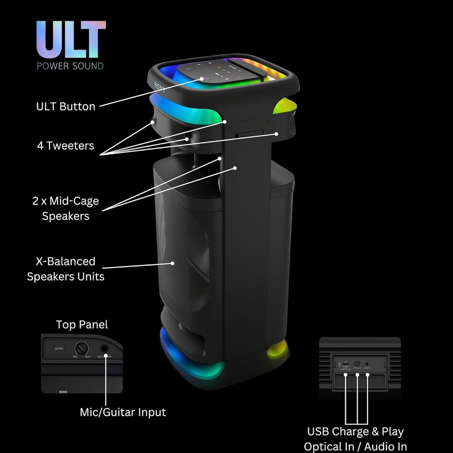 Sony ULT Tower 10 Party Speaker Karaoke Bundle (Black)