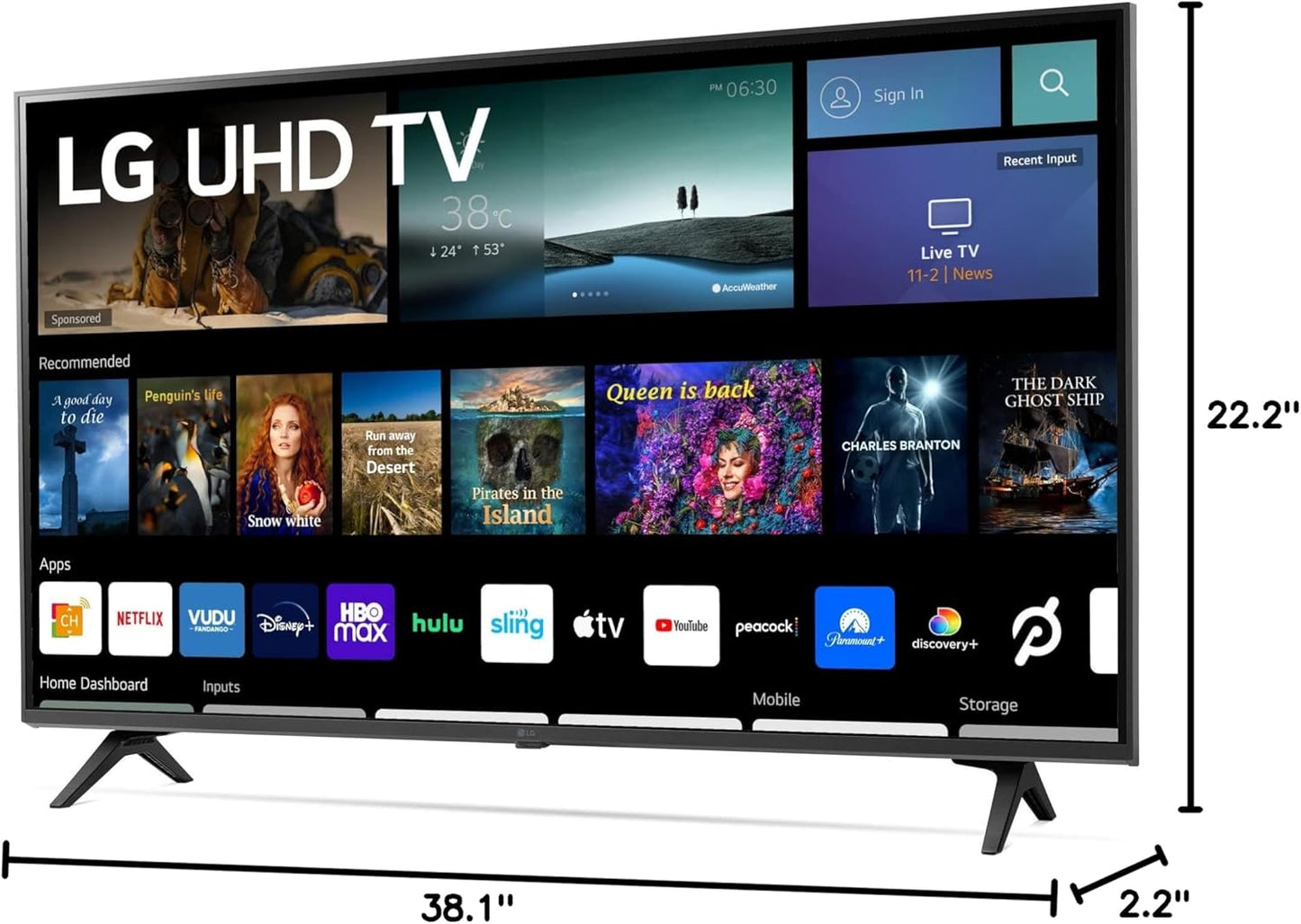 LG 43UQ7070Z 43-Inch 4K WebOS Smart TV (Renewed)