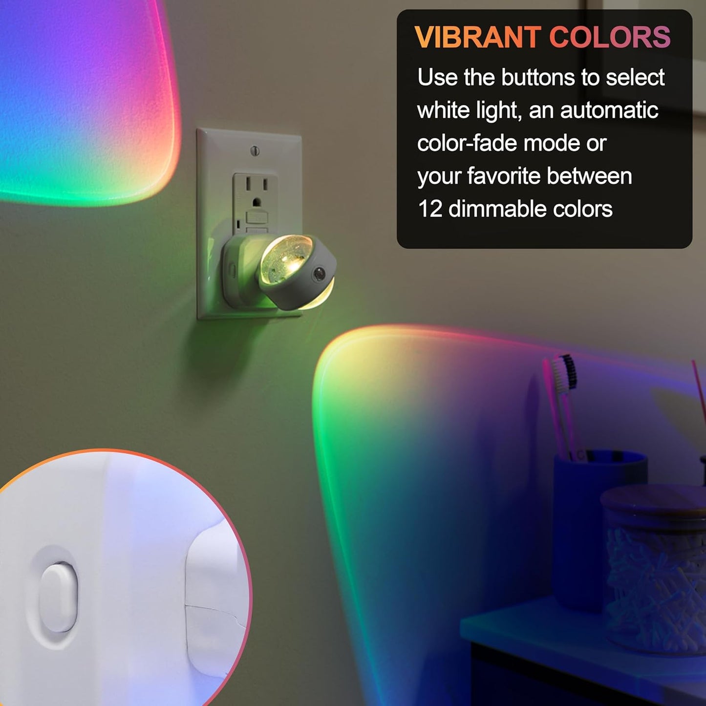 GE 81041 Color-Changing Swivel LED Night Light Dusk to Dawn