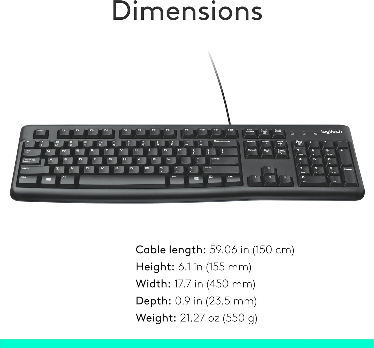 Logitech 920-002478 K120 Wired Keyboard - Black