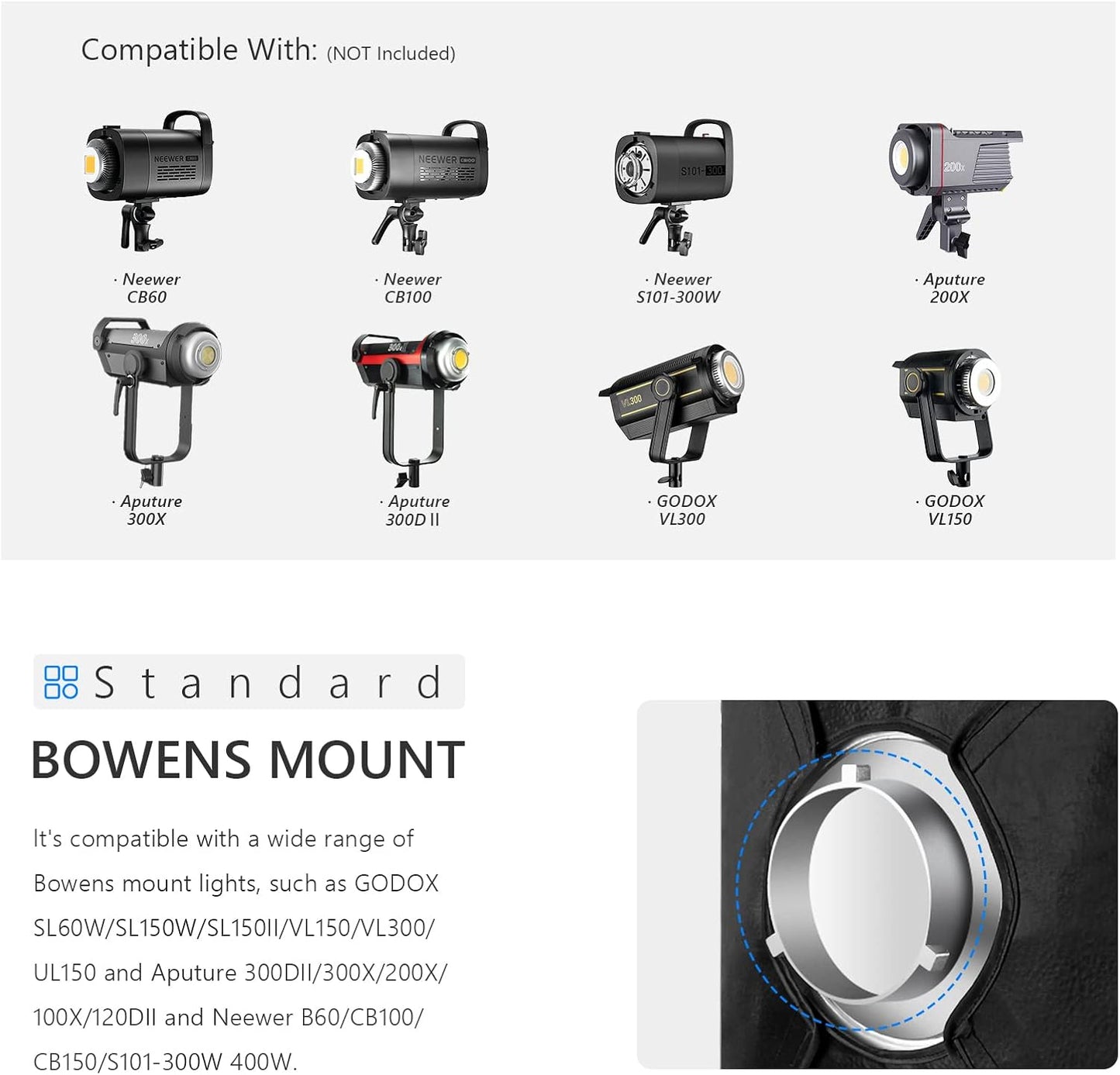 Neewer 24”x35” Rectangular Softbox - Bowens Mount Studio Lighting