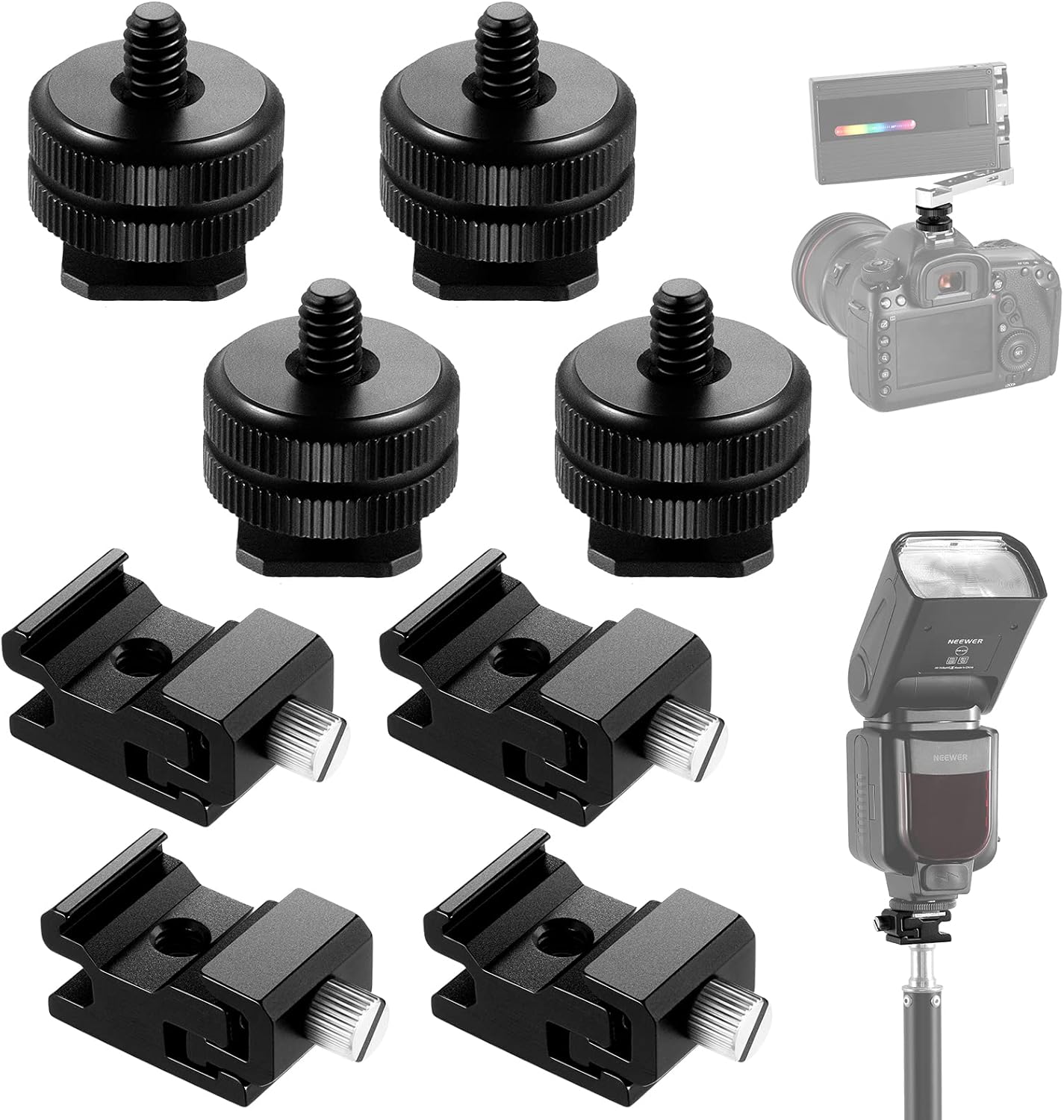 Neewer 10100957 8-Piece Cold Shoe Mount Adapter Set