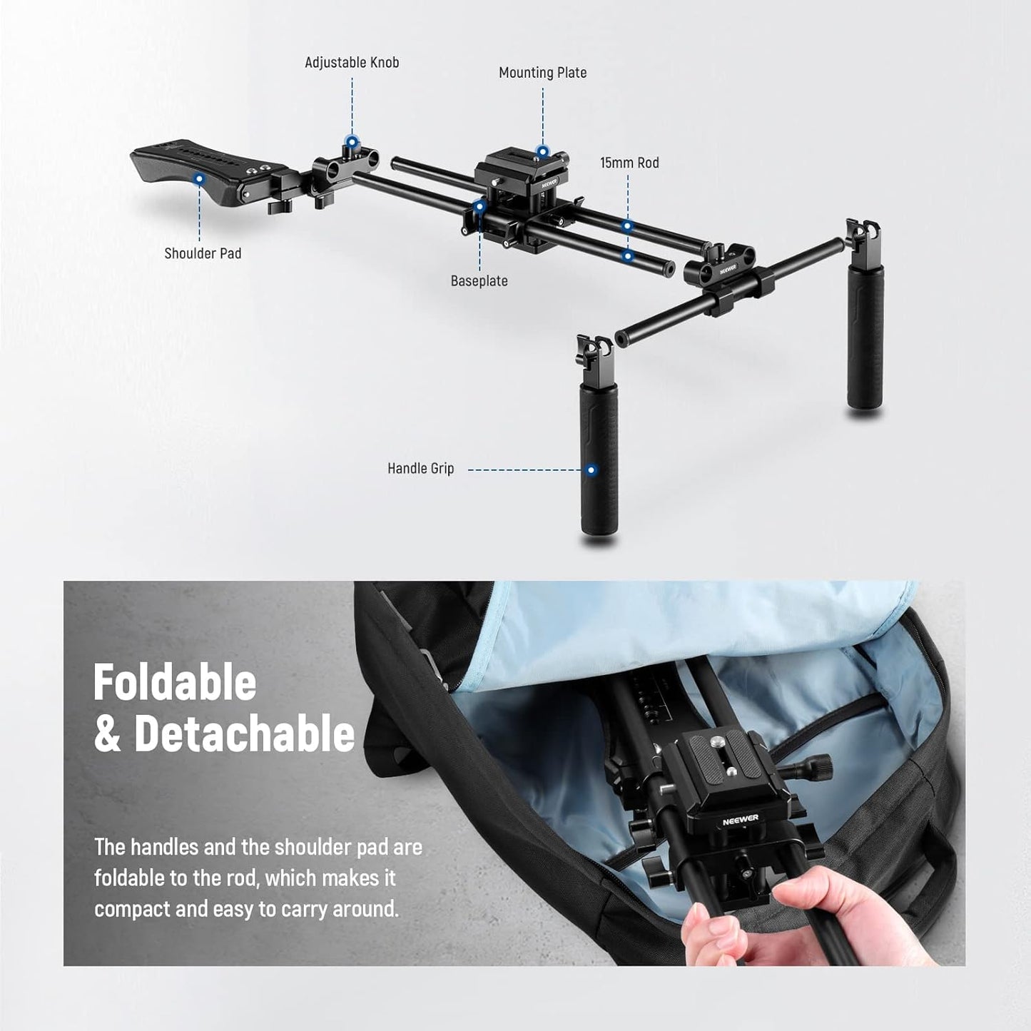 Neewer 10100580 Universal Camera Shoulder Mount Rig ST34