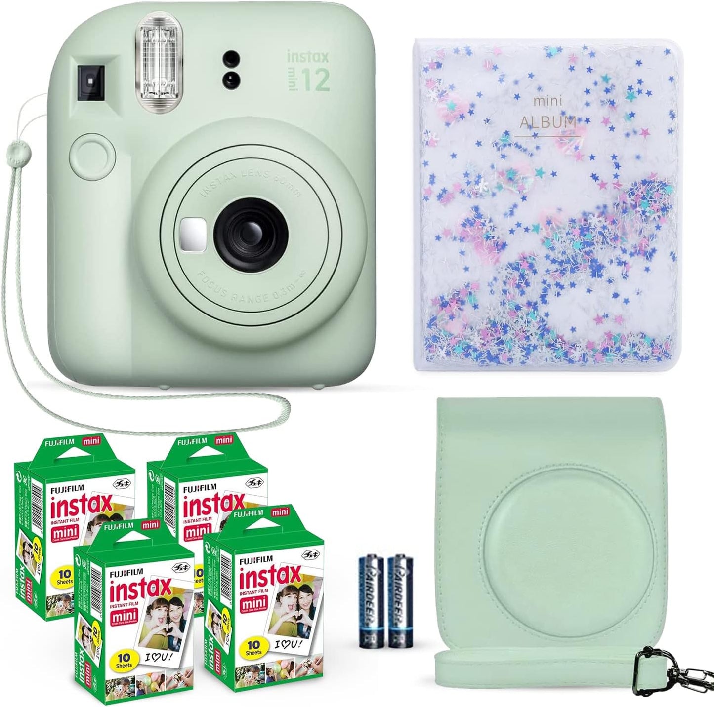 Fujifilm Instax Mini 12 Mint Green Camera Bundle