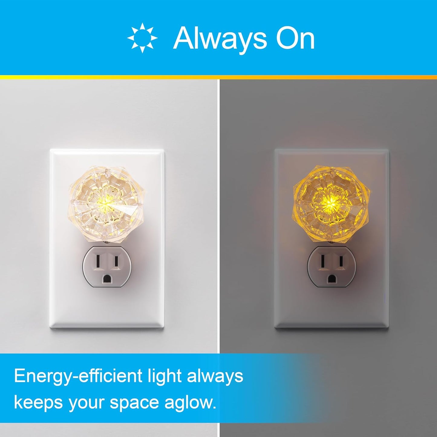 GE 11286 Jewel LED Amber Night Light 2-Pack