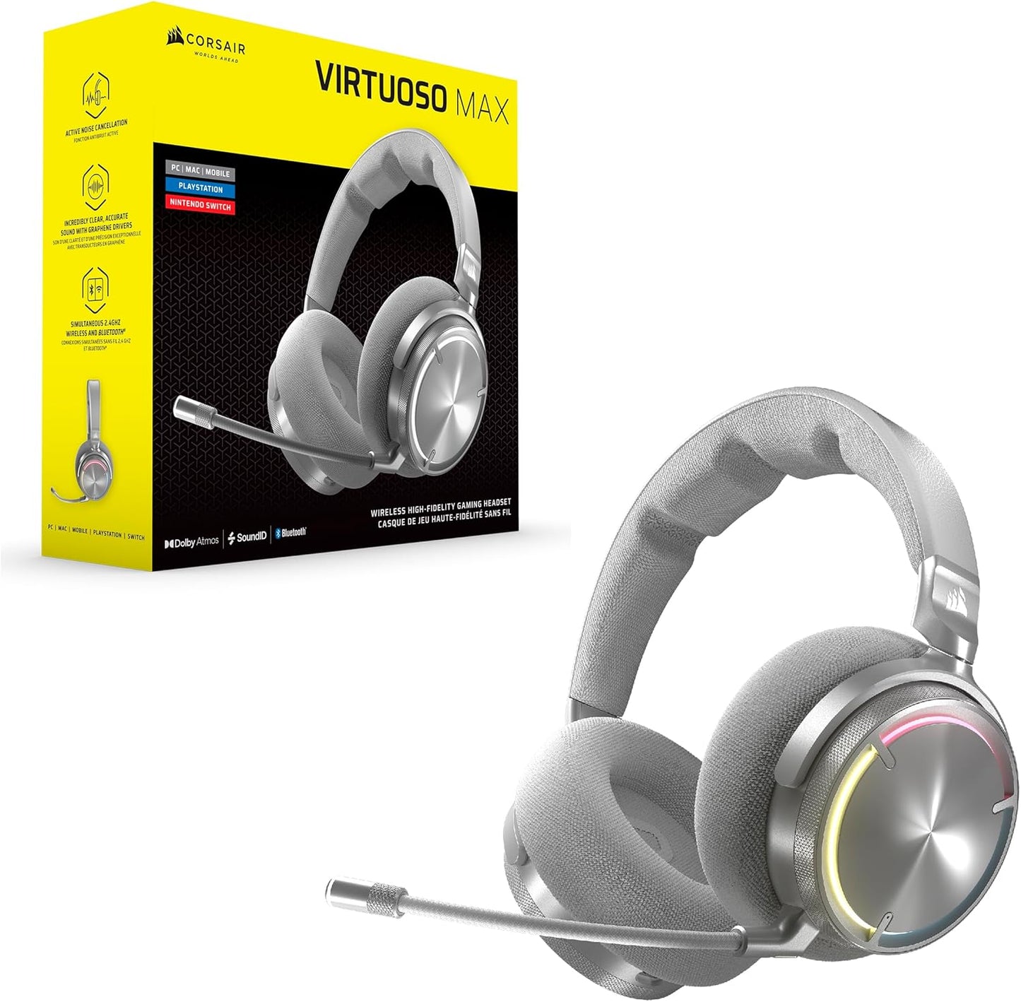Corsair Virtuoso MAX Silver Wireless Dolby Atmos Gaming Headset