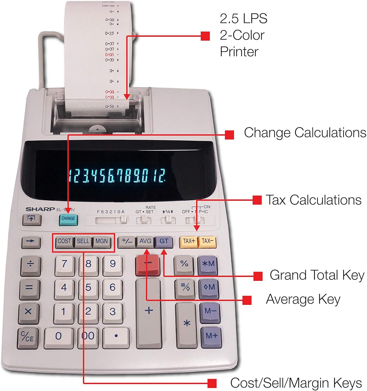 Sharp EL-1801V Two-Color Printing Calculator (Renewed)