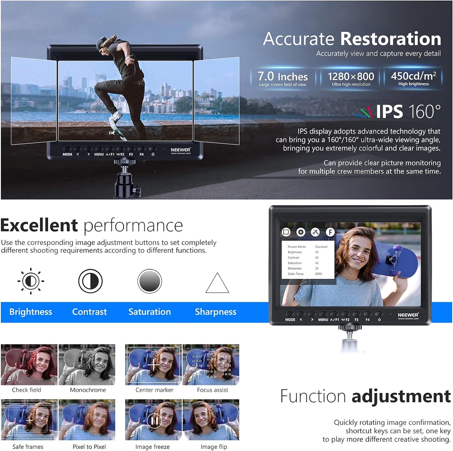 Neewer F100 - 7" IPS Camera Field Monitor Kit