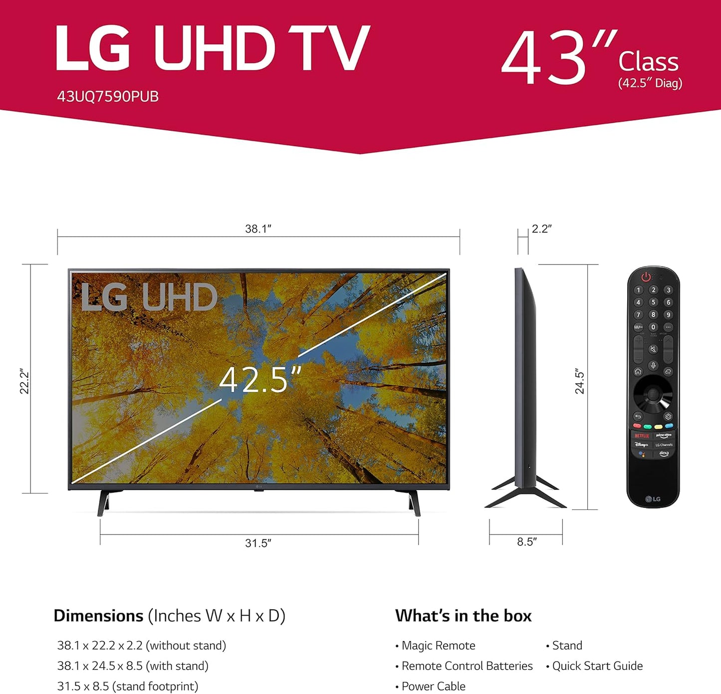 LG 43UQ7590PUB 43-Inch 4K UHD Smart LED TV