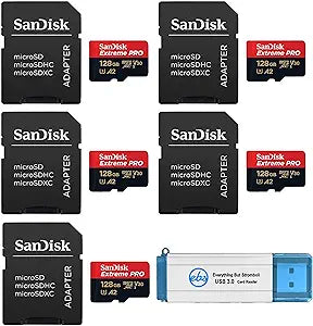 SanDisk SDSQXCY-128G-GN6MA Extreme Pro 128GB MicroSD Card 5-Pack — main product image