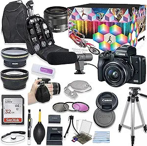Canon M50 Mirrorless Camera 15-45mm Lens Video Kit Bundle