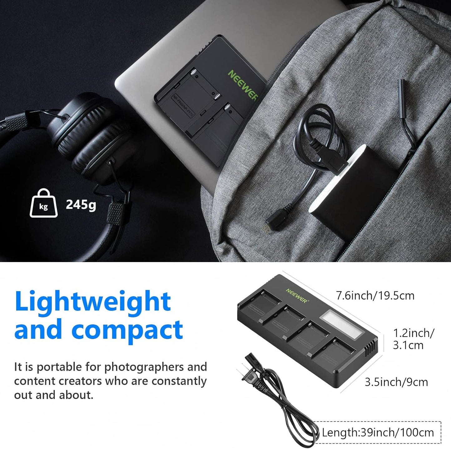 Neewer DF-F970 4-Channel NP-F Battery Charger