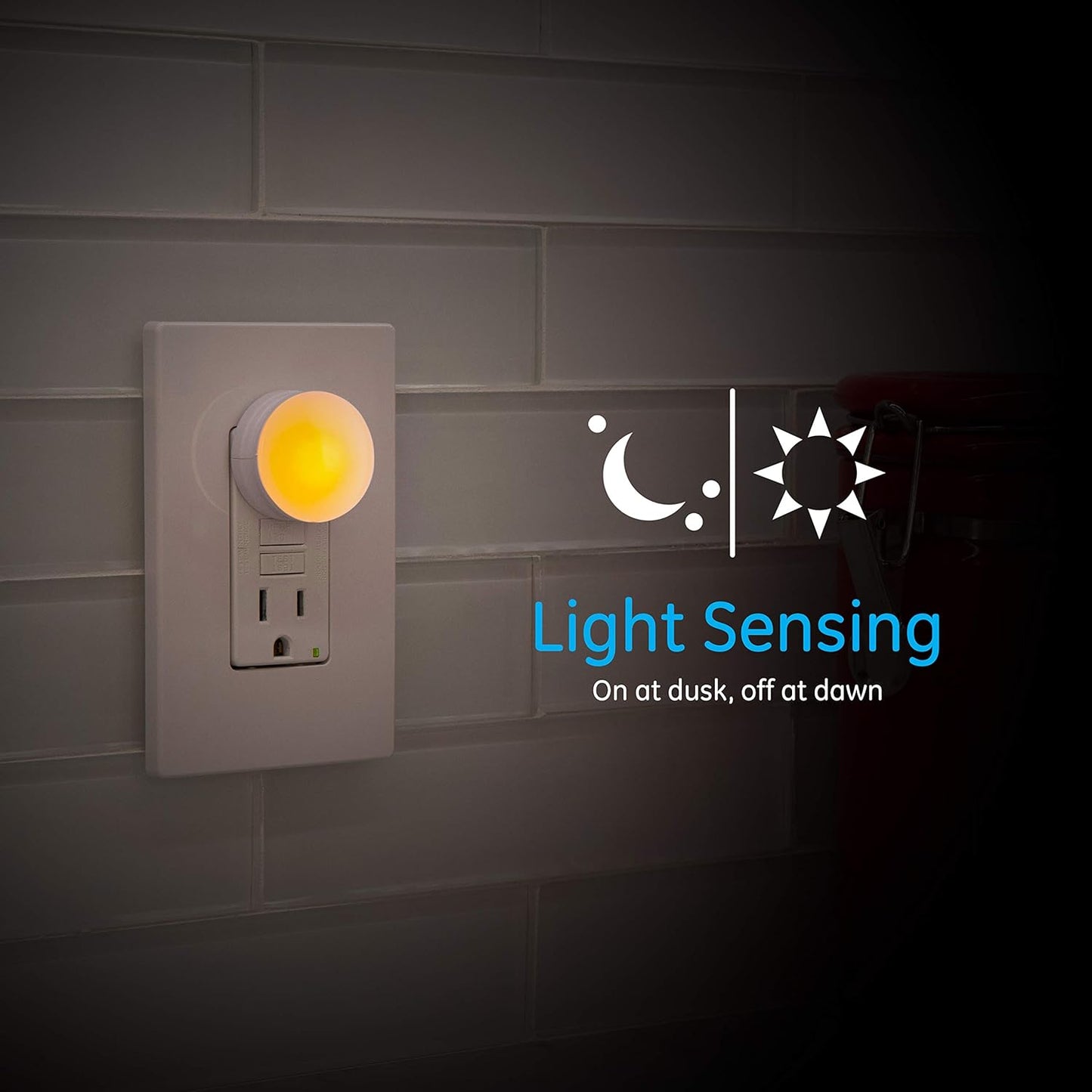 GE 45247 SleepLite LED Night Light 2-Pack Amber Dusk-to-Dawn
