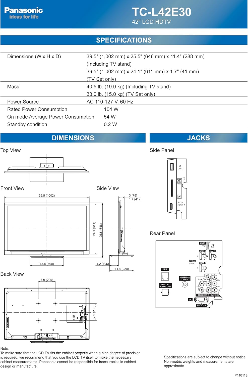 Panasonic TC-L42E30 VIERA 42-Inch 1080p 120Hz LED HDTV