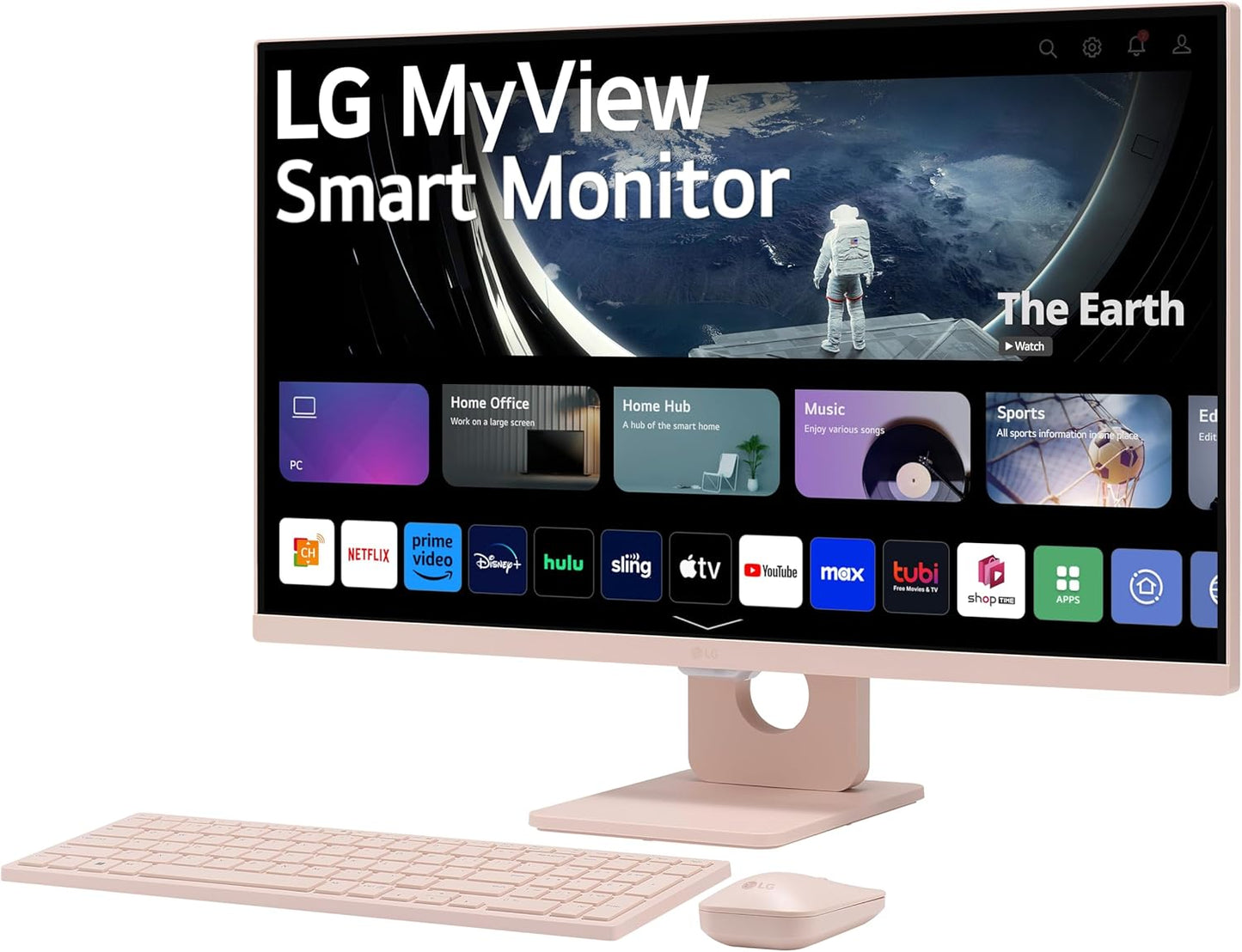 LG 27SR5BF-P Smart Monitor Pink Desktop Combo