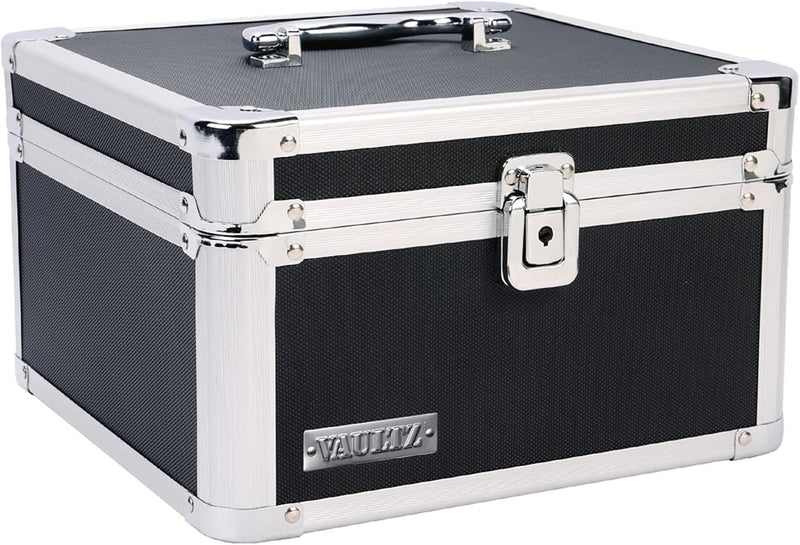 Vaultz VZ03993 Lockable Portable Safe Box, Black, 10x10x6.5 Inch — main product image