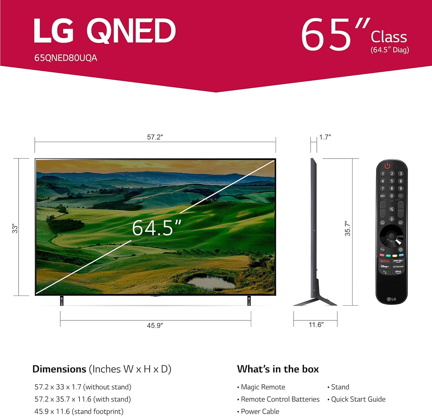 LG 65QNED80UQA 65" 4K QNED Smart TV - Alexa Built-in