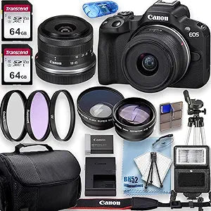Canon EOS R50 18-45mm 4K Mirrorless Camera Bundle