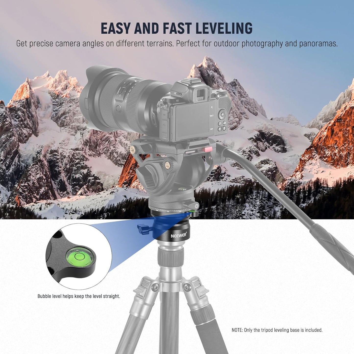 Neewer 10100829: 50mm Tripod Leveling Base with Bubble Level