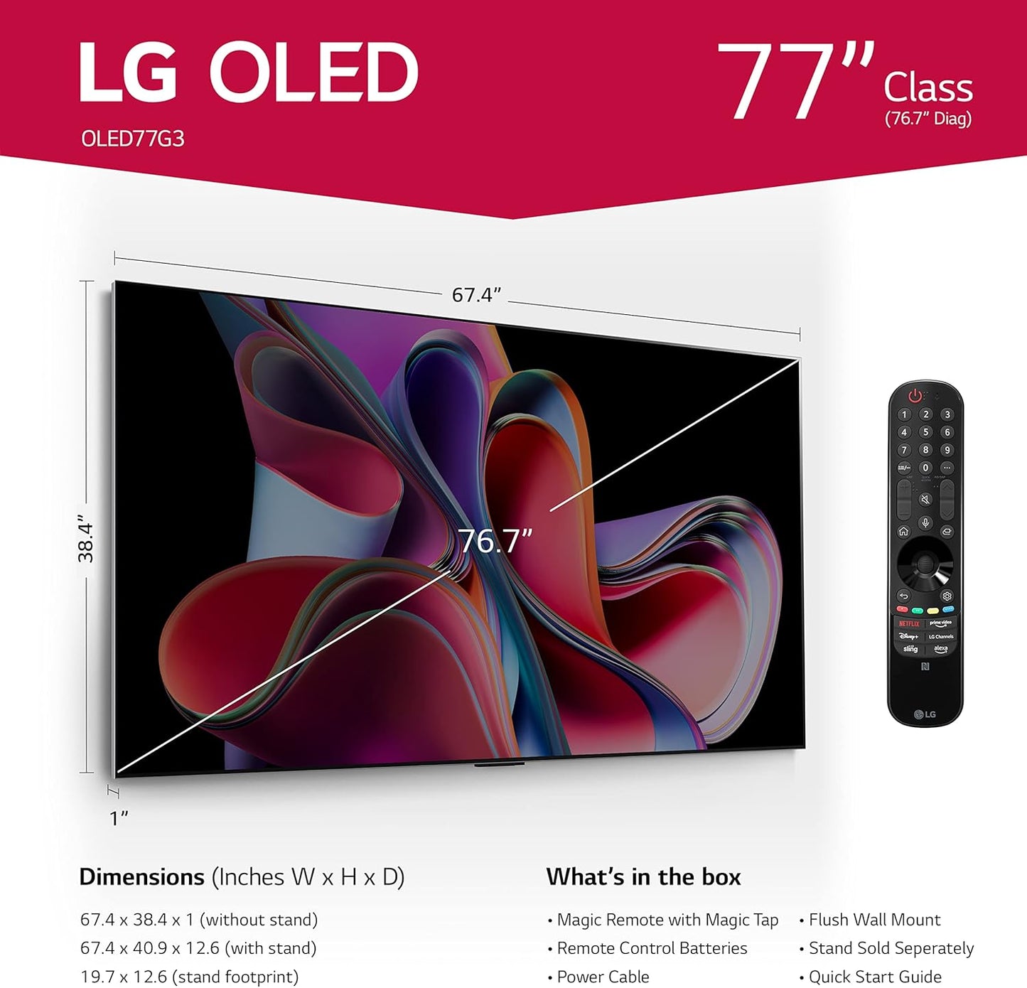 LG OLED77G3PUA G3 77-Inch EVO 4K Smart OLED TV