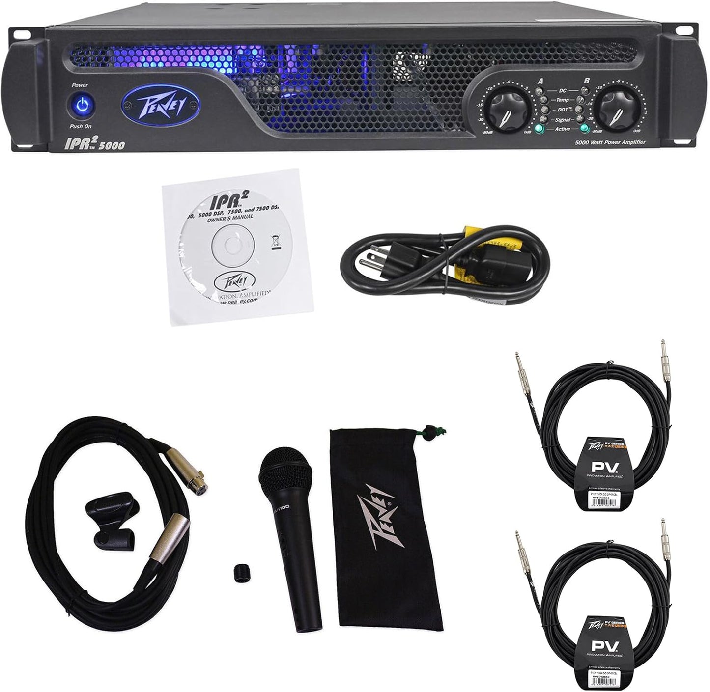 Peavey IPR2 5000 5050W Power Amp, Mic & Cables