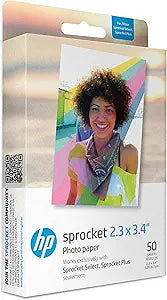 HP HPIZL2X350 Sprocket Zink Sticky Photo Paper 50 Sheets