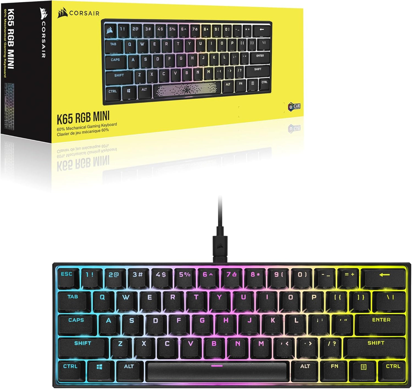 Corsair CH-9194012-NA K65 RGB Mini 60% Keyboard Cherry MX